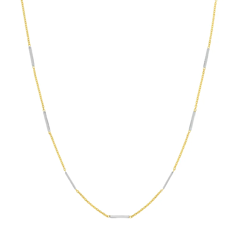 Two-Tone Staple Bar Stations Adjustable Necklace