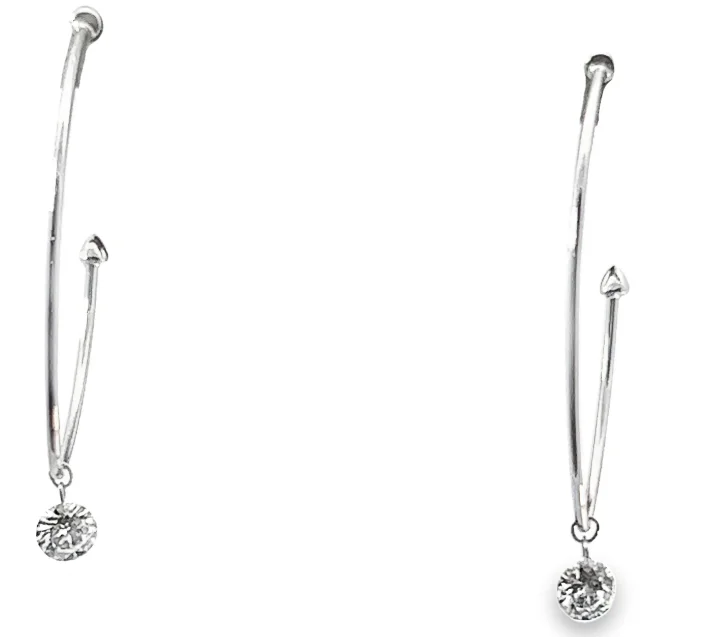 14 White, 1 1/2" 4.7mm .91cttw Round Drilled Diamond Earrings