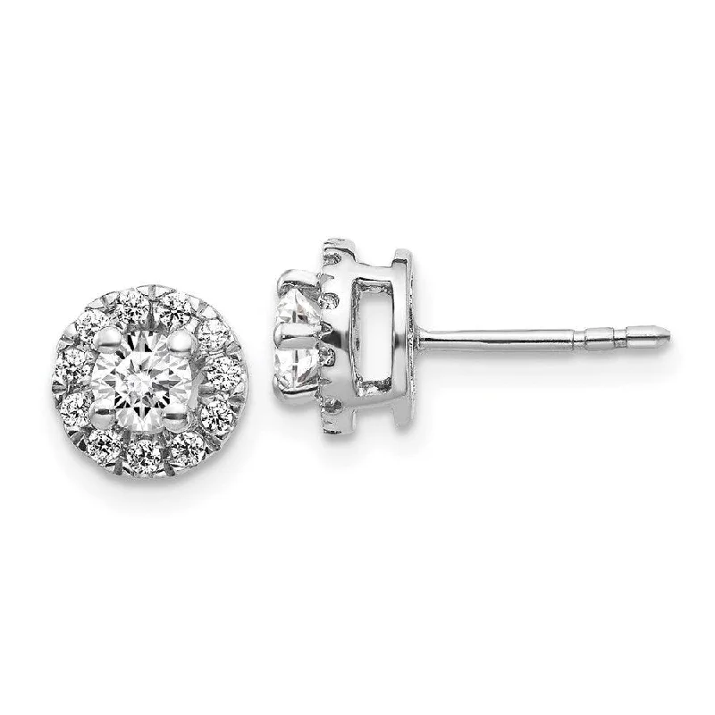 14k White Gold Diamond Cluster Post Earrings