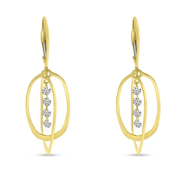 14K Yellow Gold Drilled Diamond Petite Oval 3D Earrings