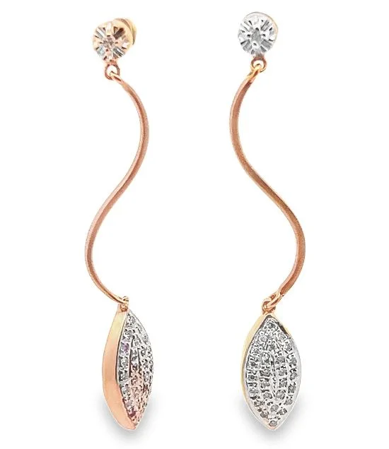 14R Marquise Shape Pave' Diamond Dangle Earrings