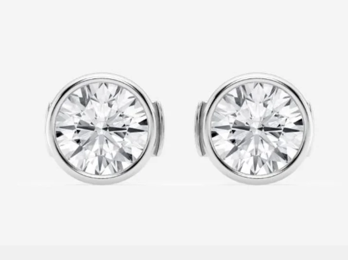 14W 1.69ctw 6mm E/VS2 LG RBC Bezel Martini Stud Earrings  Lab Created Diamonds