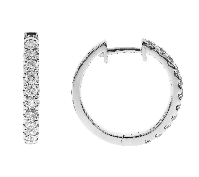 14W 2.5mm Wide Round Diamond Hoop Earrings