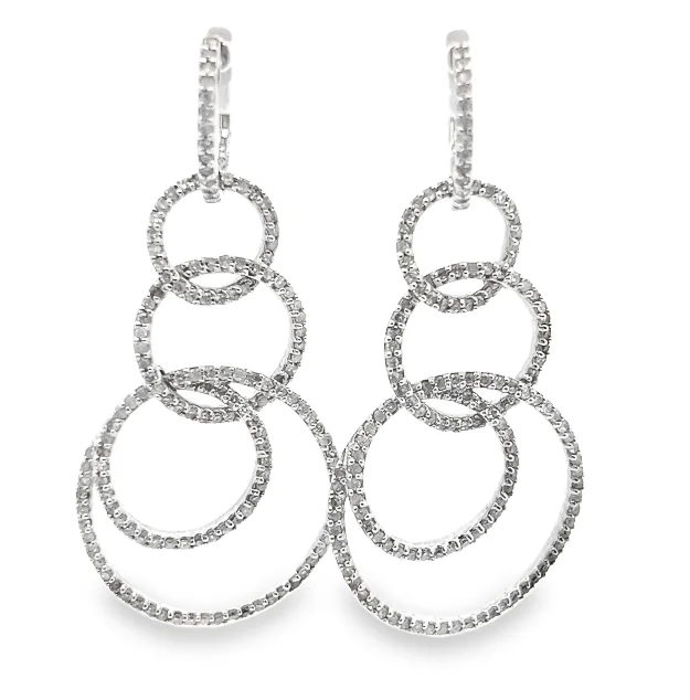 14W 4-Round Diamond Circle Earrings