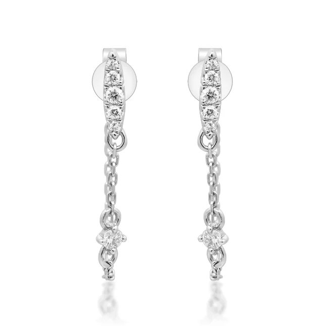 14W Diamond Chain Front/Back Dangle Earrings  12D=.14ctw