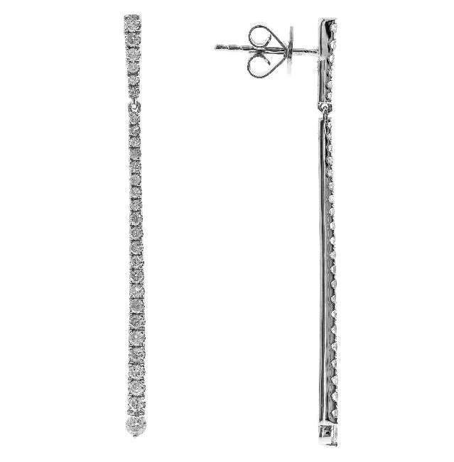 14W Diamond Tapering Bar Dangle Earrings