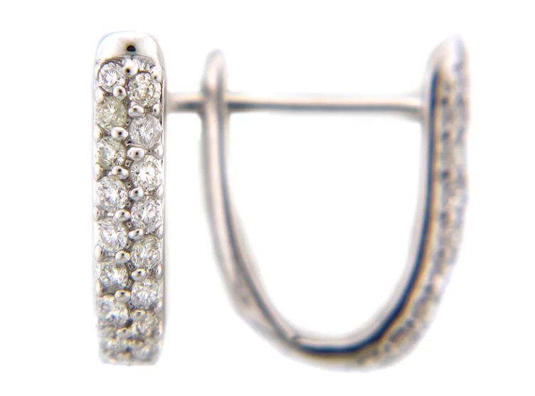 14W Double Row Round Diamond Huggy Hoop Earrings