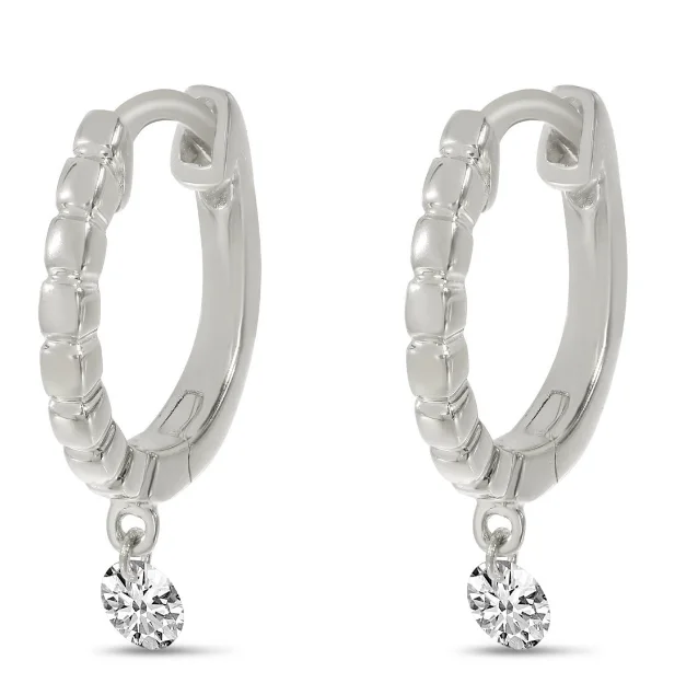 14W Drilled Dashing Diamond Huggie Hoop Earrings