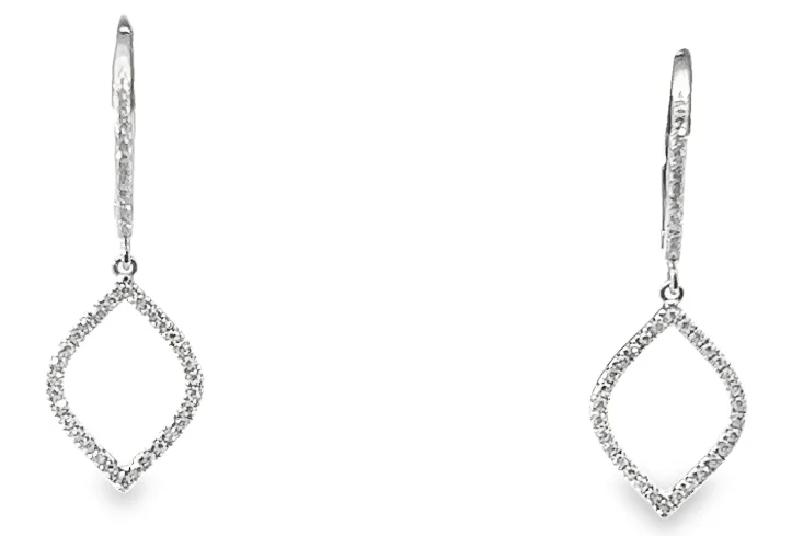 14W Open Drop Diamond Dangle Earrings on Lever backs