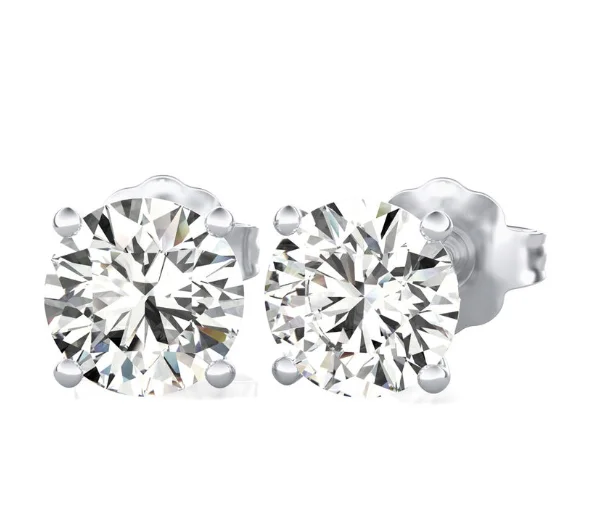 14W Round Diamond 4-Prong Stud Earrings