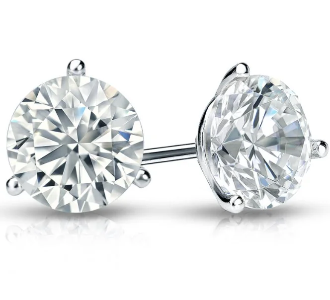 14W Round Martini Diamond Stud Earrings