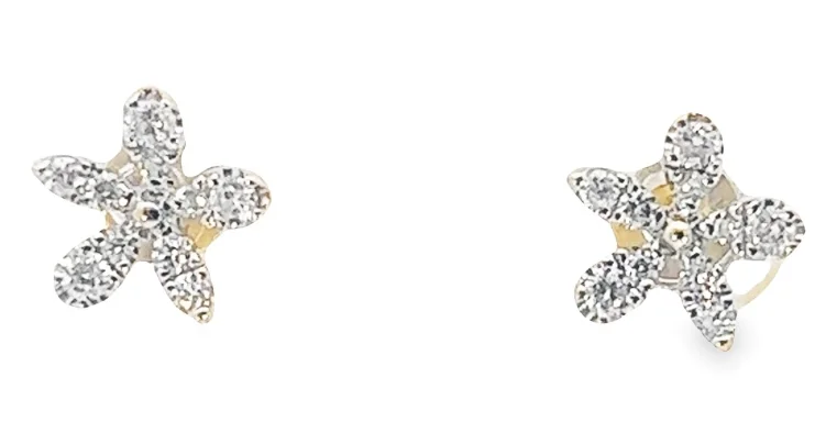 14Y Diamond Florette Stud Earrings