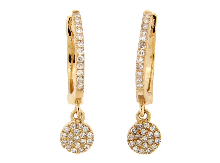 14Y Diamond Pave Disc Dangle Earrings