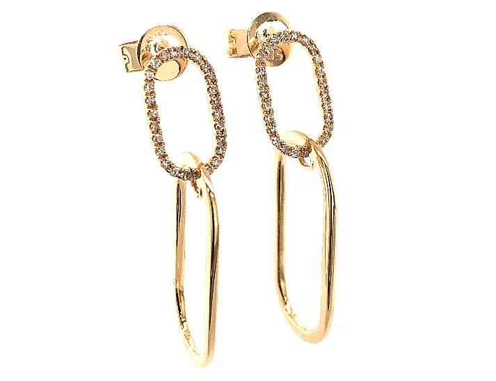 14Y Oval Link Dangle Earrings