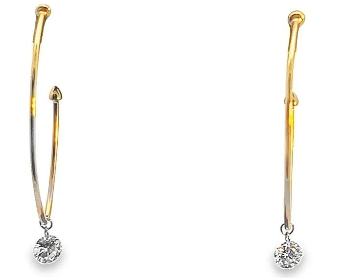 14Y Round Drilled Diamond Earrings