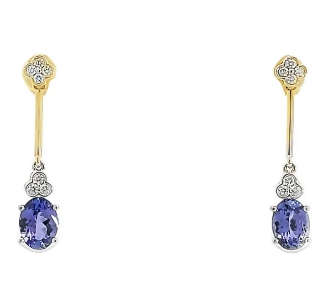 14Y Tanzanite and Diamond Drop Earrings