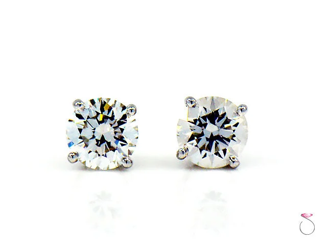 2.33 Carat Diamond Stud Earrings, 1.17 ct. 1.16 ct. G, VS2 in 14K WG, With GIA report