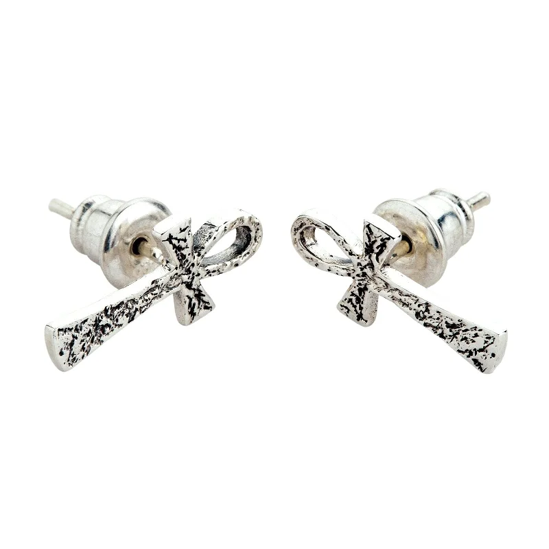 Ankh Sterling Silver Stud Earrings