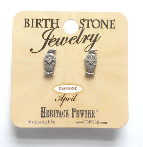 April Penguin Birthstone Earrings