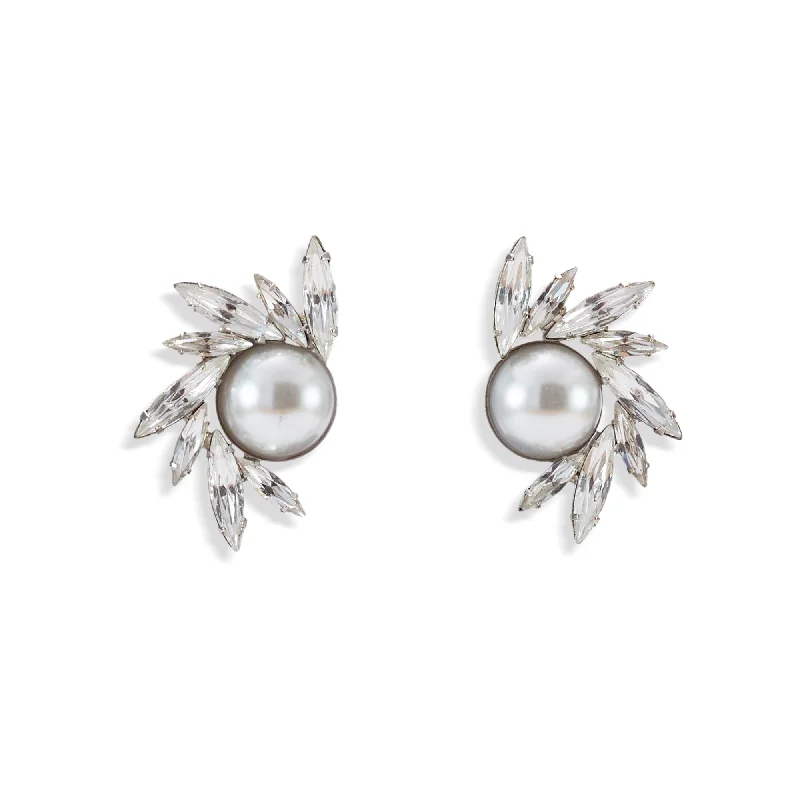 Avril Pearl and Crystal Stud Earrings