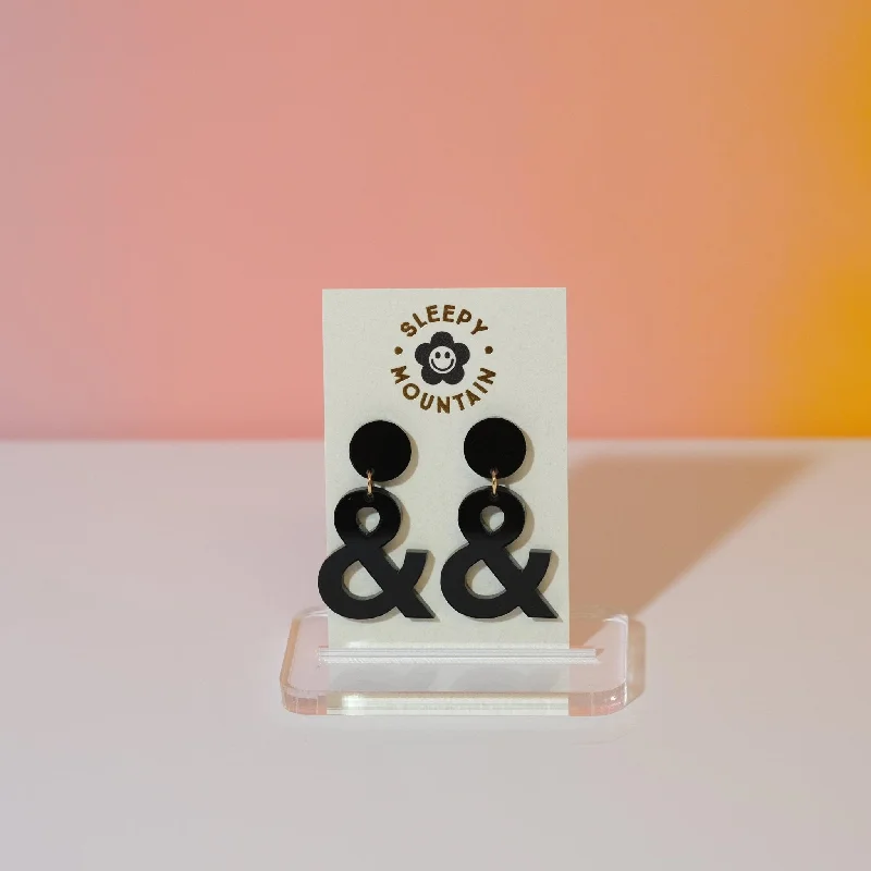 Black Ampersand Dangle Earrings