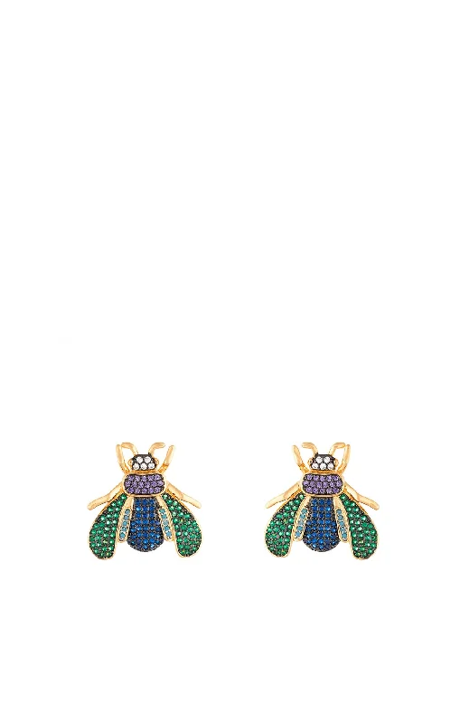 Emerald Crystal Fly Stud Earrings