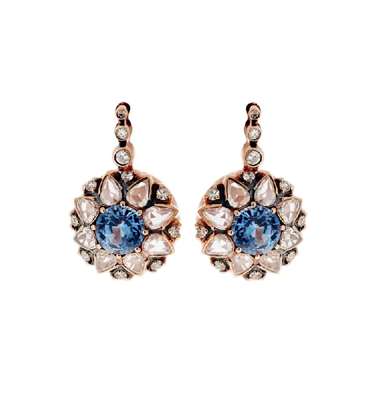 Blue Sapphire And Diamond Earrings