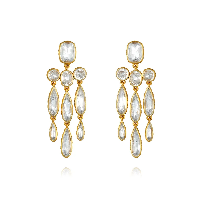 Catherine Long Girandole Earrings in White