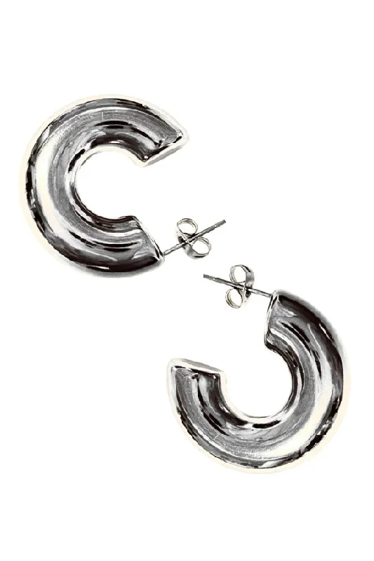 Chunky 1" Silver Hoop Earrings