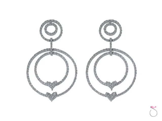 Circle Hearts 2ct Diamond Dangle Earrings in 18K Online Sale