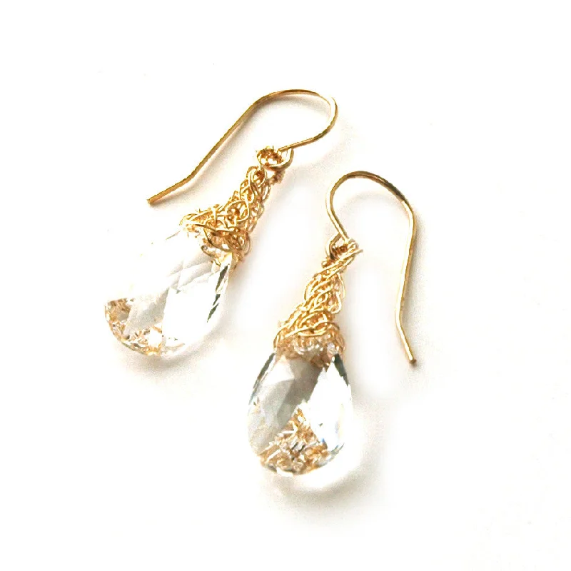 Clear Crystal Earrings, Gold Filled clear Swarovski