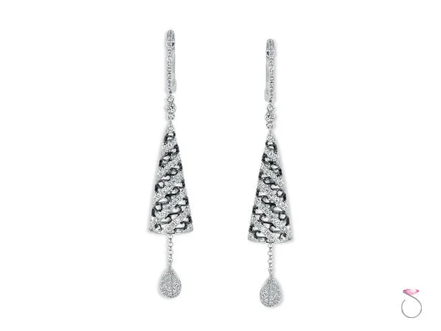 Diamond 1.26ct Cone Dangle Earrings in 18K