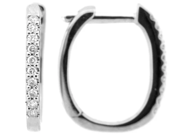 Dilamani 14W 13mm Oval Hoop Diamond Huggy Earrings