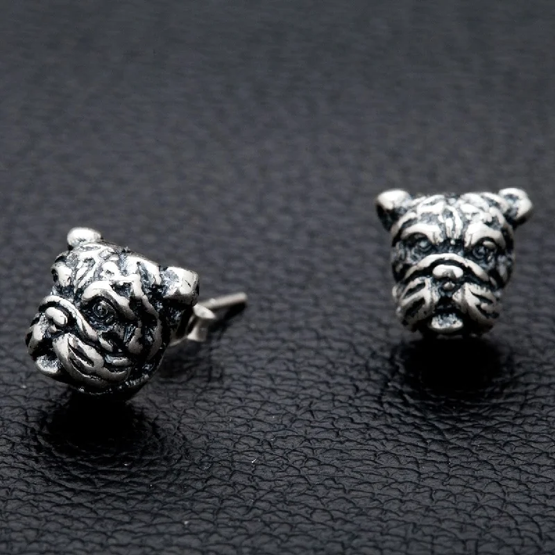 Dog Head Sterling Silver Earrings