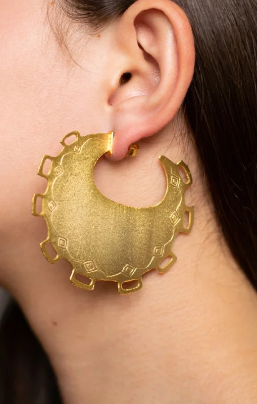 Matte Gold Artisanal Hoop Earrings