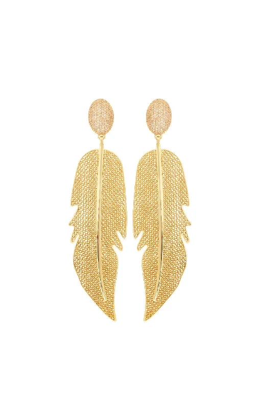 Golden Champagne Gran Pluma Kallpa Earrings