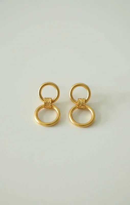 Matte Gold Double Ring Earrings