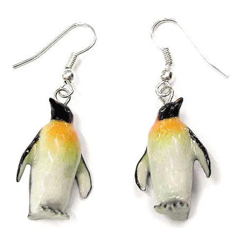 Emperor Penguin Porcelain Earrings (1" Tall)