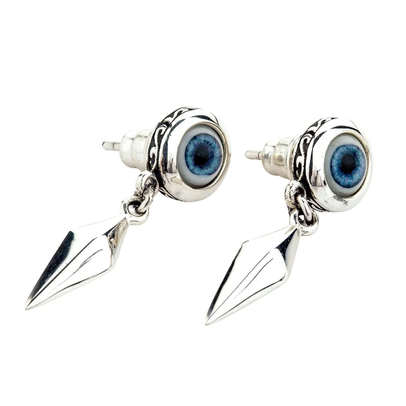 Sterling Silver Evil Eye Fang Stud Earrings