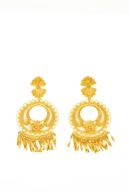 Gold Arabian Circle Drop Earrings