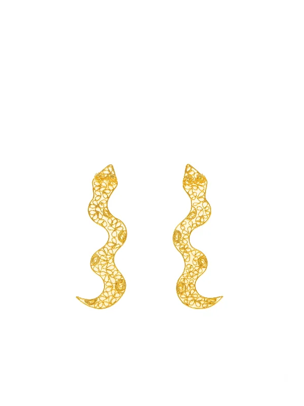 Gold Happy Snake Stud Earrings