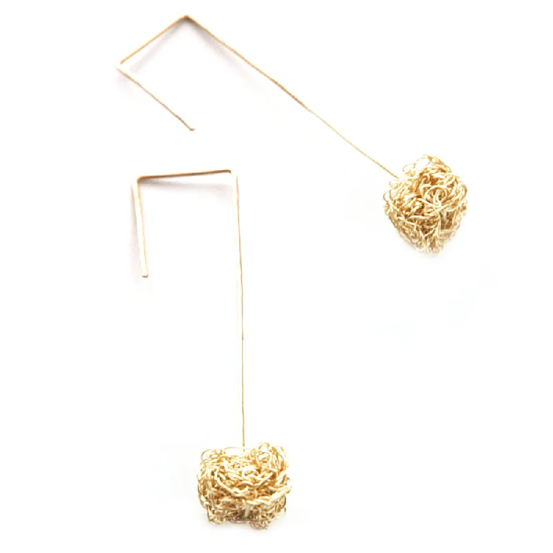 Wire Crochet Earrings - Gold Earrings - Modern Jewelry - Geometric Earrings - Urban Fashion