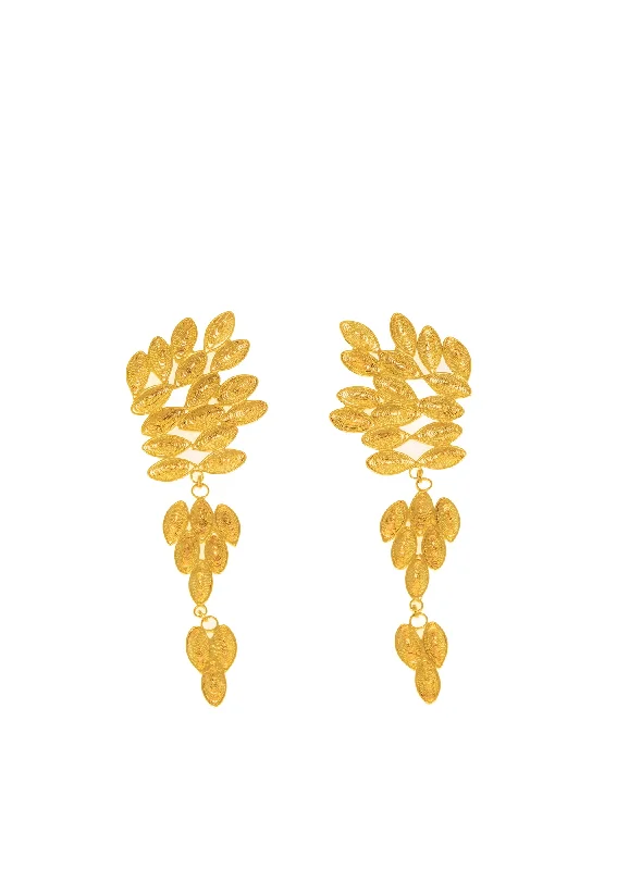 Gold Petal Cascading Filigree Earrings