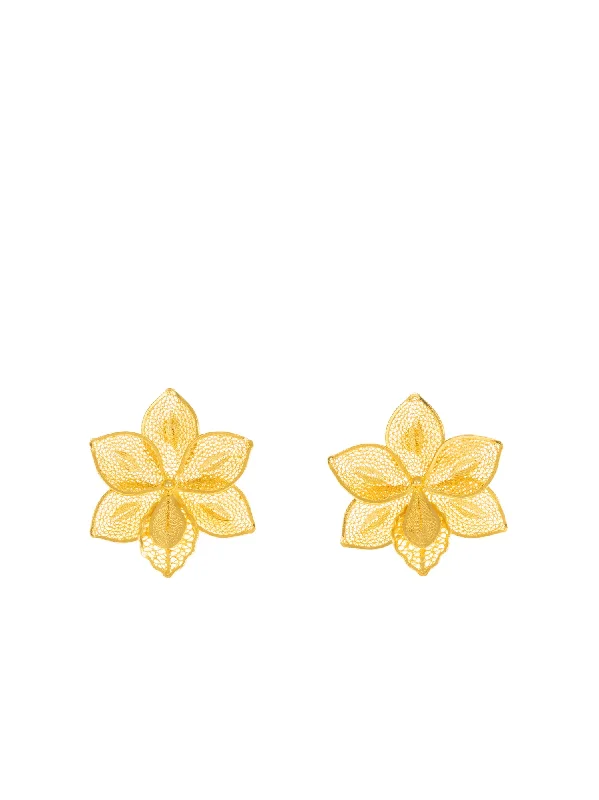 Gold Plated Flower Filigree Earrings