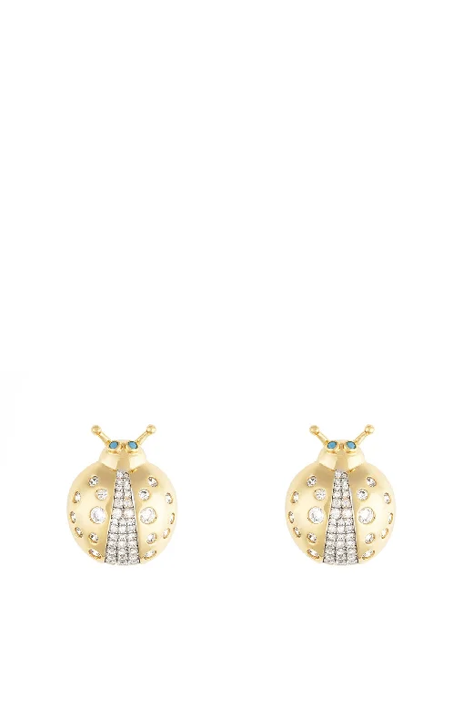 Gold Royal Ladybug Stud Earrings