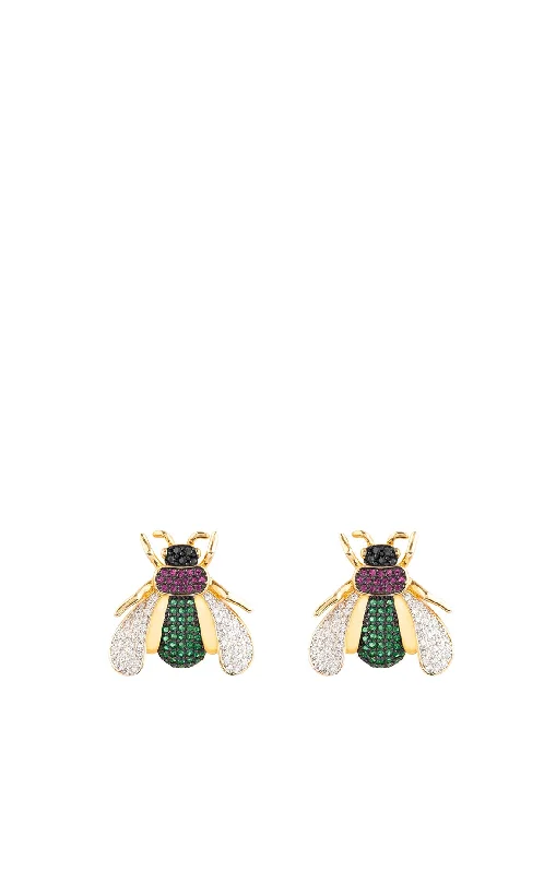 GREEN CRYSTAL FLY STUD EARRINGS