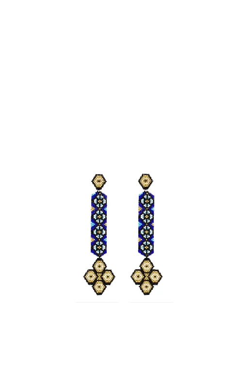 Blue Rombo Glass Beaded Earrings