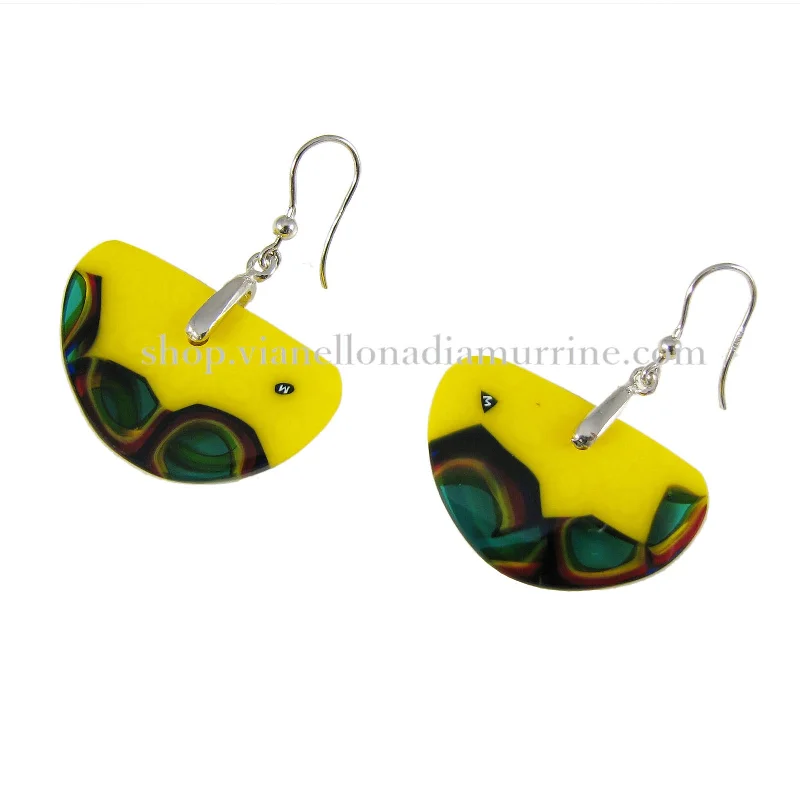 Handmade Murano glass Earrings semi-round Murrina Maya Fantasy