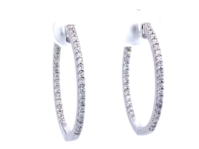 Inside Out Diamond Hoop Earrings in 18K White Gold