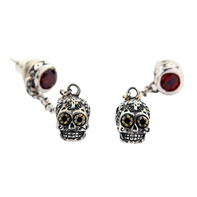 Mexican Sugar Skull Sterling Silver Earrings